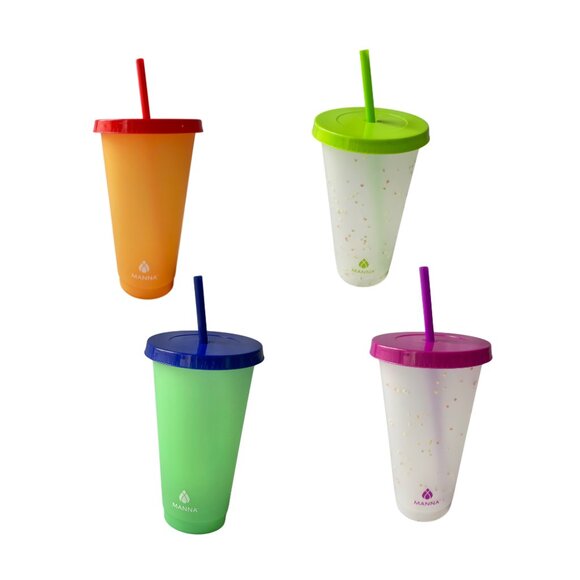 Manna Color Changing 24oz Plastic Tumblers with Lids and Straws (Set of 12) New - Picture 2 of 10